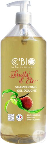 Cebio Shampoing Gel Douche Fruits D'Été Bio Flacon-Pompe 1l