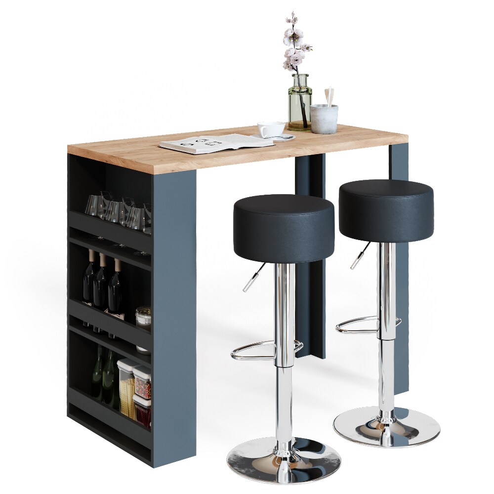 VICCO Bartisch Bartresen Stehtisch Tisch mit Hocker Tresentisch Bistrotisch Eiche Anthrazit