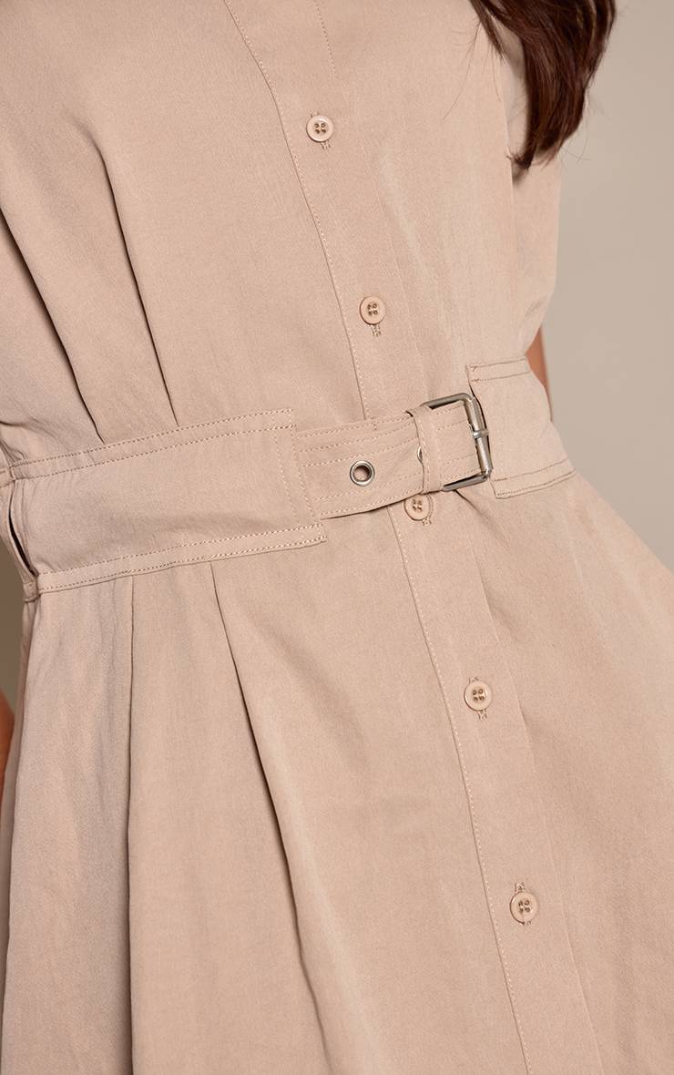 Camel Combi-short Tissée Boutonnée Avec Ceinture