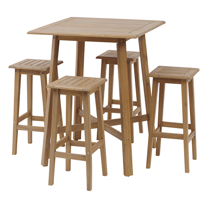 Ensemble table haute de jardin + 4 tabourets TIWI Acacia