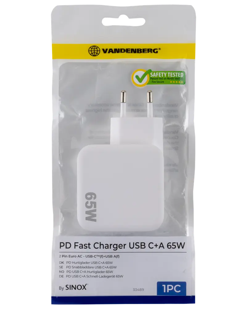 VANDENBERG Oplader USB-C og USB-A 65 W