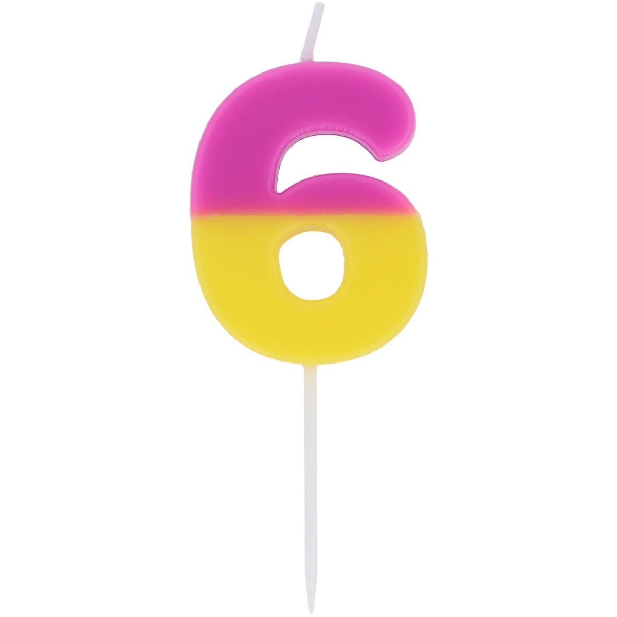 6 Jaar Kaars Roze Geel 9cm