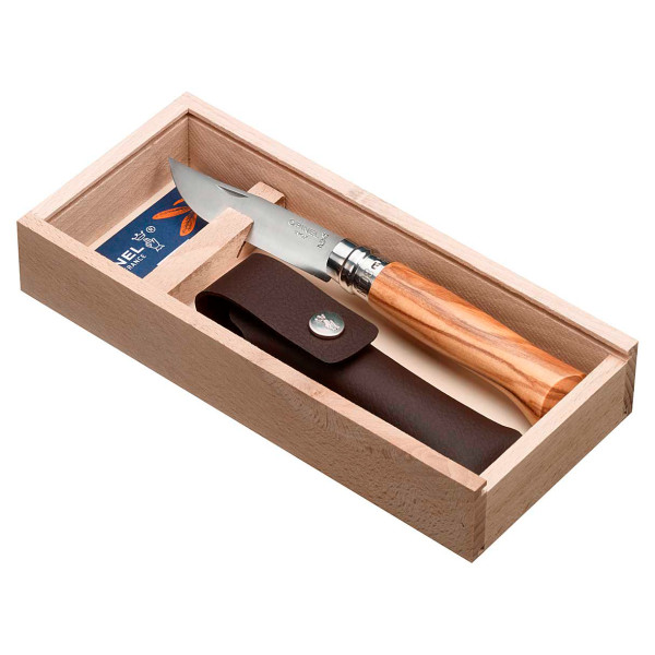 Opinel - No 08 Geschenkset Olive mit Etui - Couteau