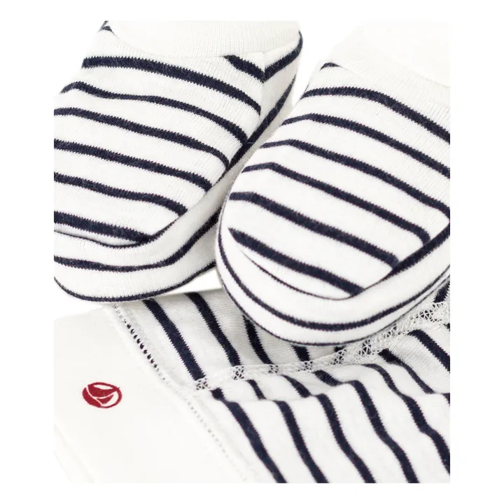 Petit Bateau Bonnet + Chaussons Marinière | Bleu marine