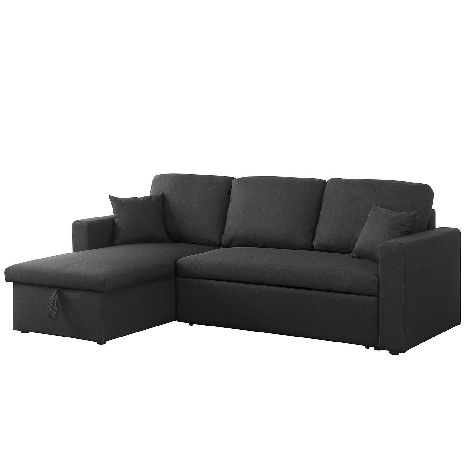 Mørteens Ecksofa COVENTRY mit Schlaffunktion Schwarz Webstoff Kadri 223 x 85 x 146cm Longchair beidseitig montierbar mit Schlaffunktion Modern