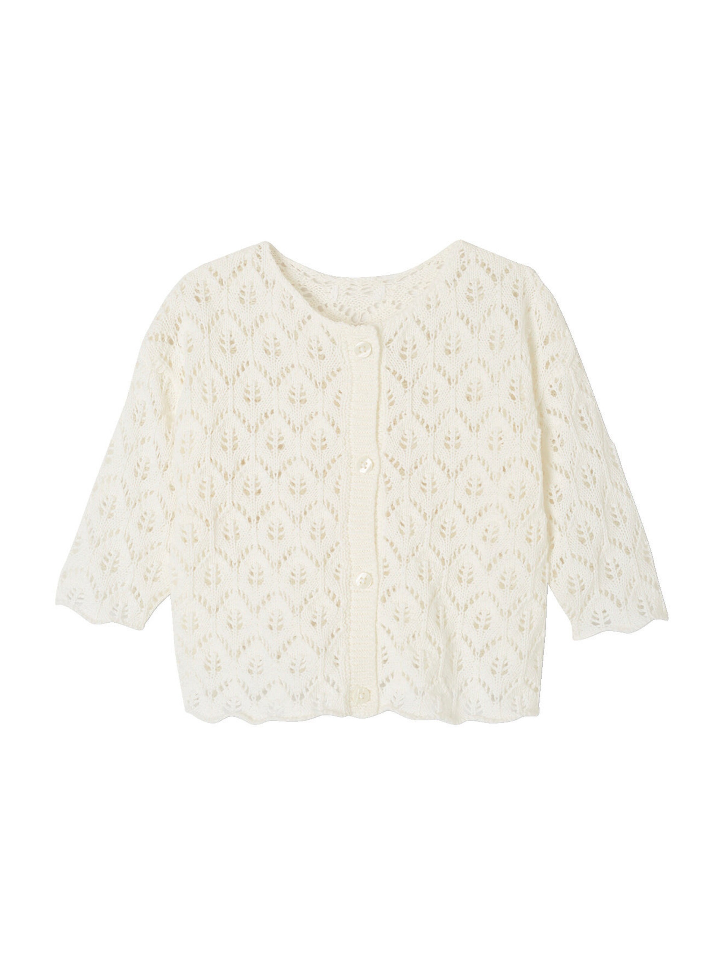Vertbaudet Baby Strickjacke mit Ajourmuster weiß
