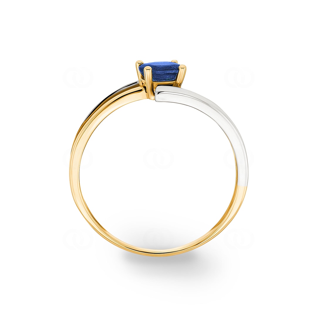 Damenring 750/18 K Gelb-/Weissgold mit Saphir