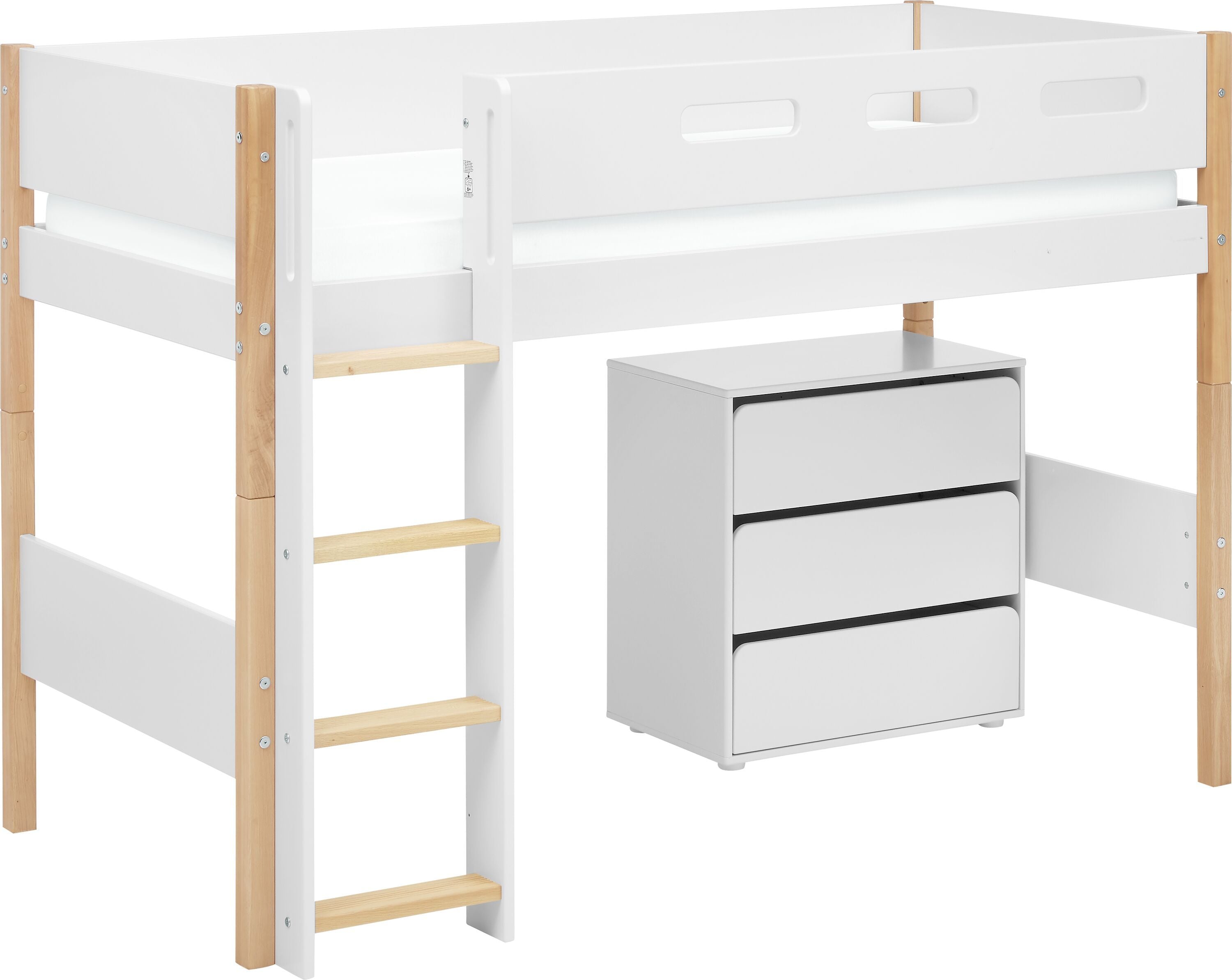 Flexa NOR Mittelhochbett - Weiss / B: 110.0 cm x T: 210.0 cm x H: 143.0 cm