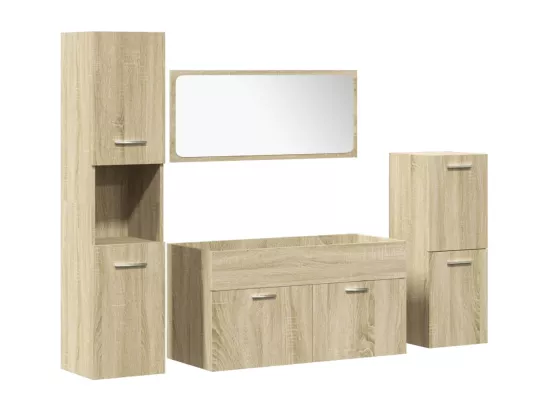 Ensemble de meubles de salle de bain 4 pcs chêne sonoma