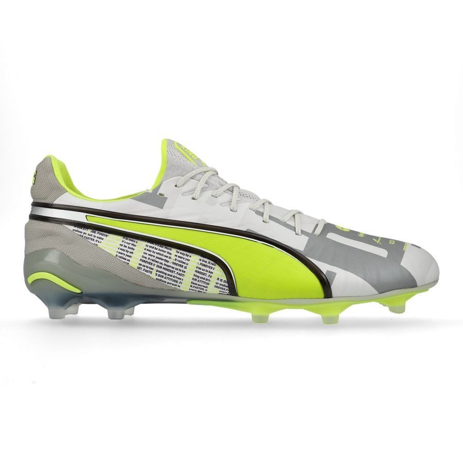 PUMA King Ultimate FG/AG Forever - Gris/Electric Lime/Blanc/Flat Light Gray ÉDITION LIMITÉE