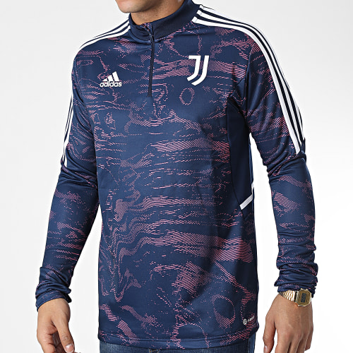 Tee Shirt Manches Longues A Bandes Juventus HC3283 Bleu Marine Rose