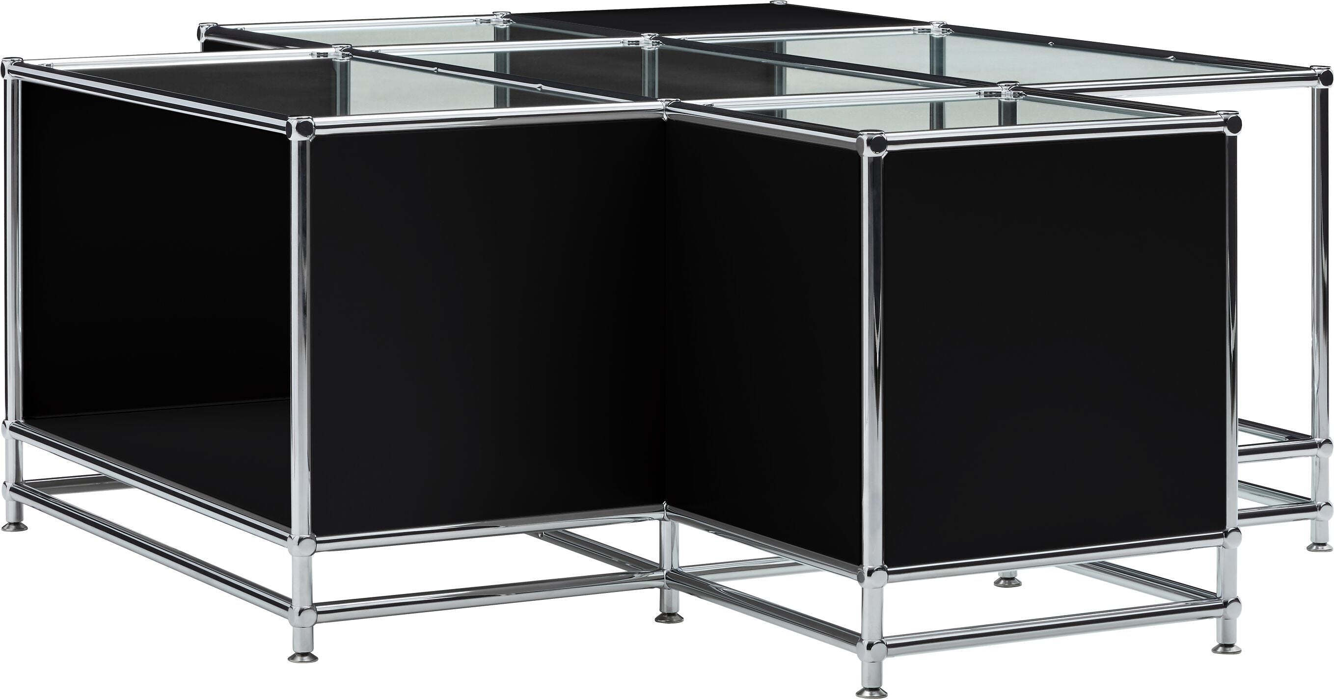 FLEXCUBE_Salontisch_Glas_schwarz_152x116 - Schwarz / B: 152.5 cm x T: 115.0 cm x H: 49.0 cm