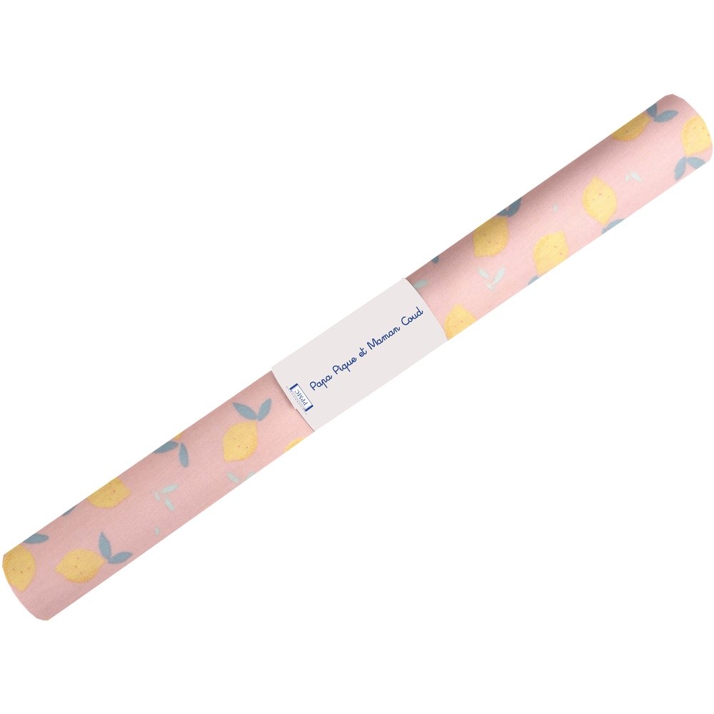 Coupon Tissu Enduit De 35Cm Citron Jaune Rose Ex1057