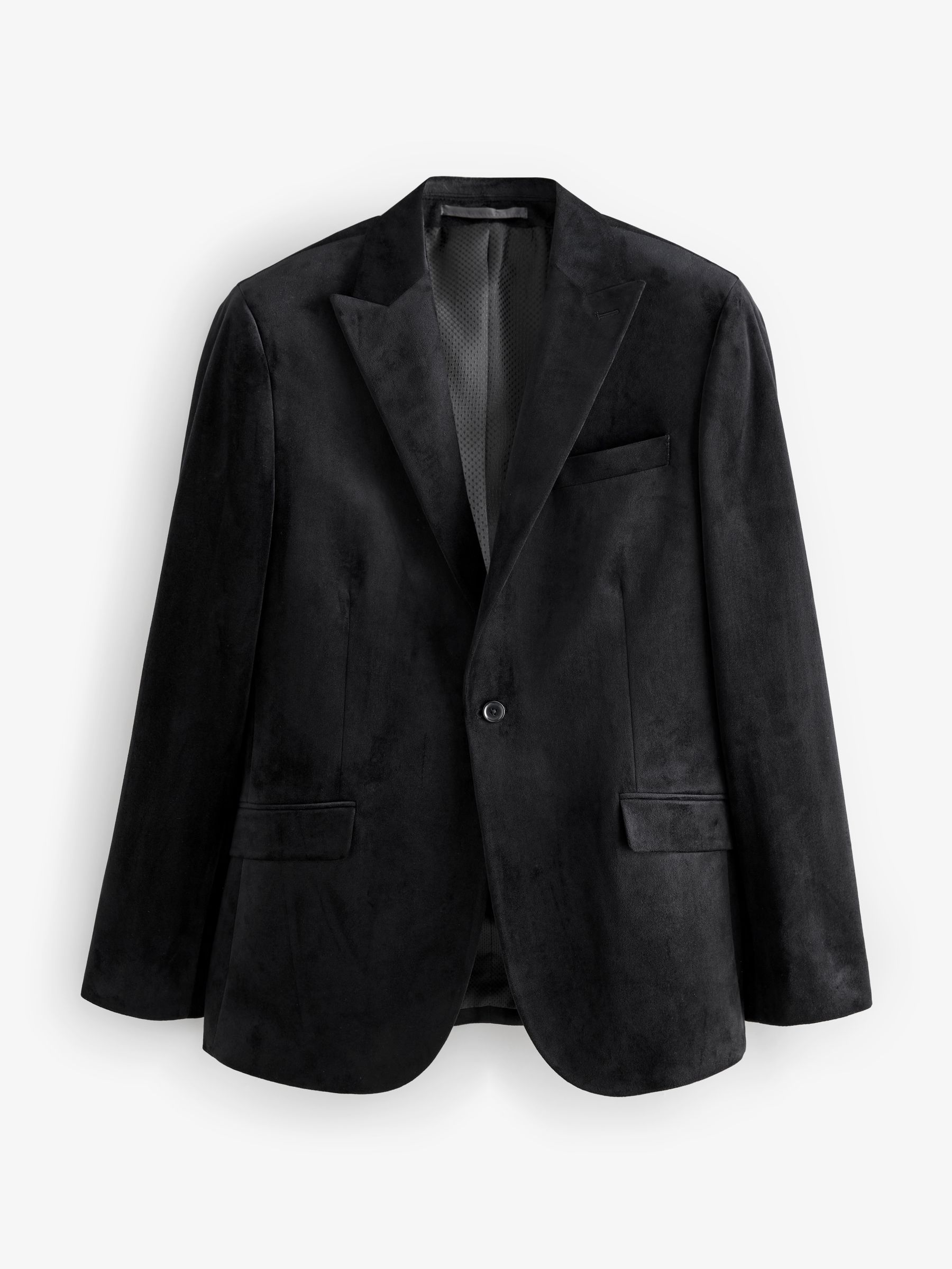 Zwart - Slim Fit - Velvet blazer met zelfrevers