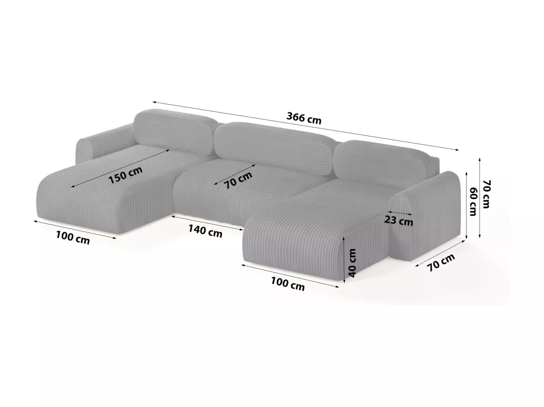 CANAPÉ PANORAMIQUE avec fonction de couchage Pirna U, 8 places, anthracite
