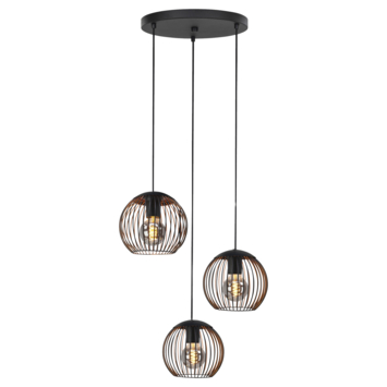 Eglo Hanglamp Almanzora 3-lichts zwart/koper Ø46,5cm