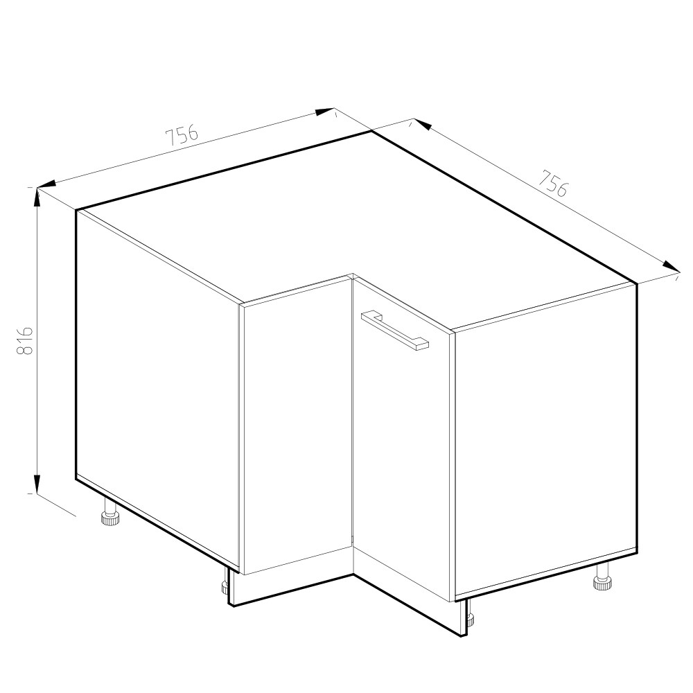 Vicco Eckunterschrank Küchenschrank Küchenzeile Landhaus R-Line 87 cm Weiß-Anthrazit