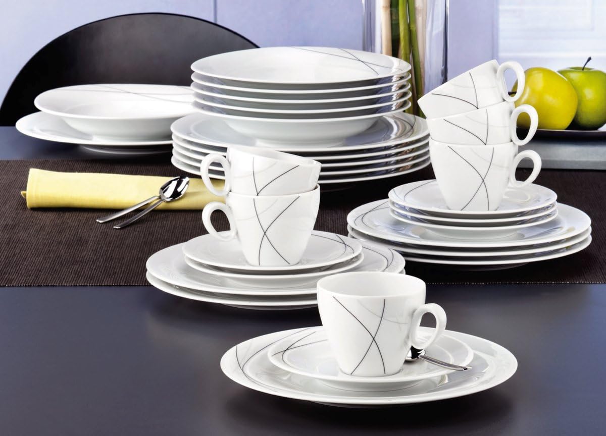 Seltmann Weiden 001.706904 Kombiservice 30-teilig Trio Highline, 36.5 x 31.2 x 36.9 cm, Weiß