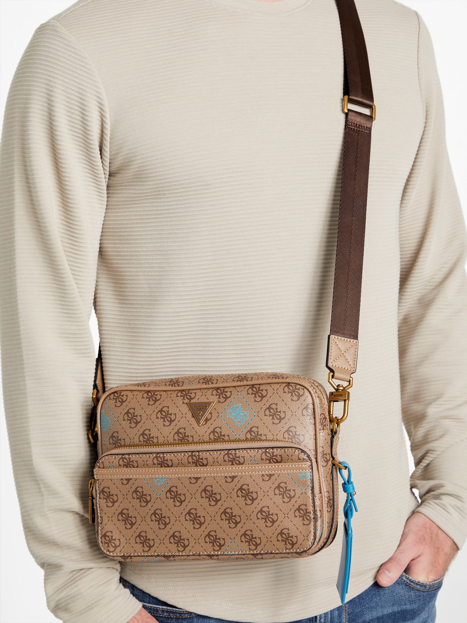 Bolsa transversal Milano Quattro G com zíper duplo