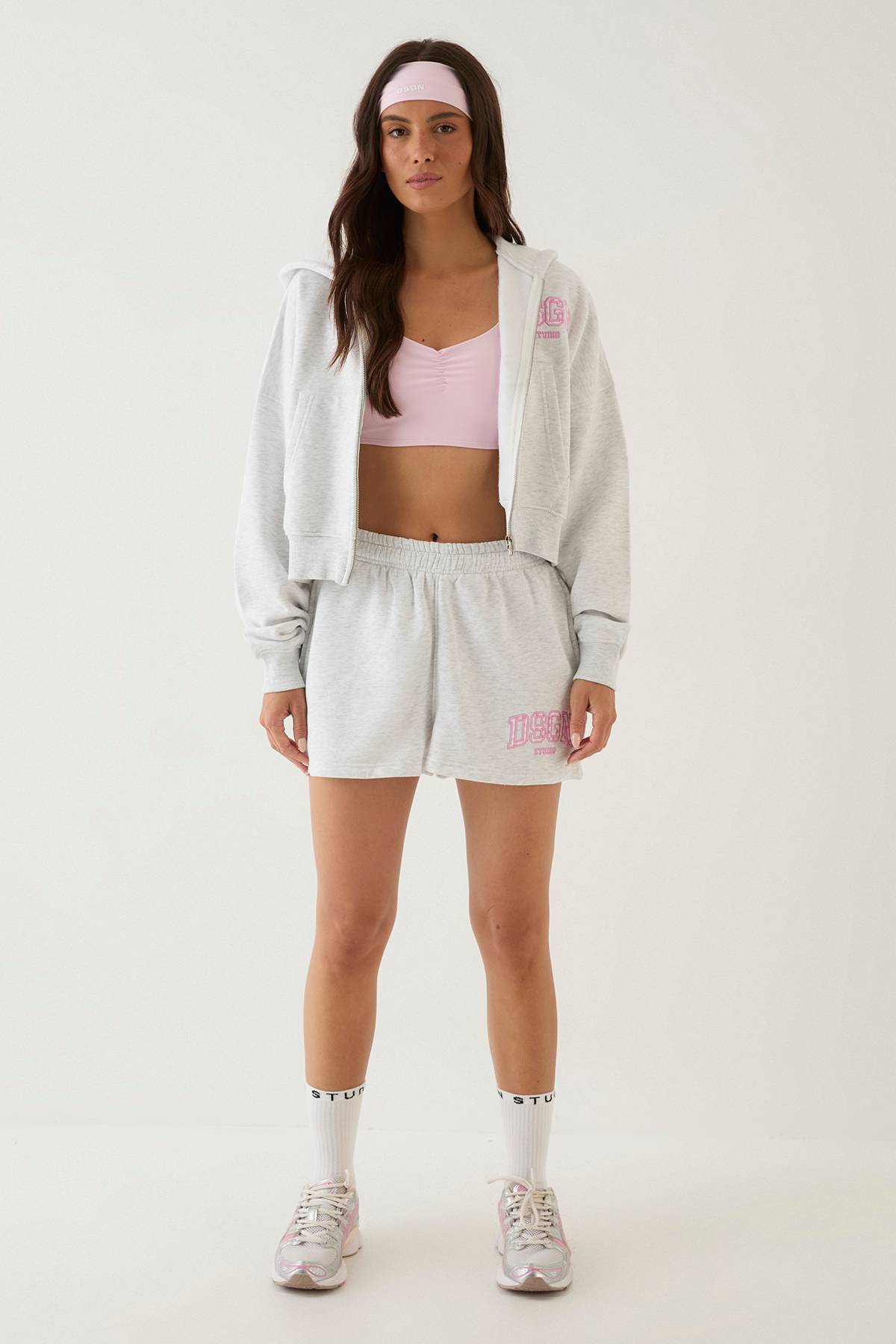 Sweat À Casynthétiqueche Court Boxy Zippé Avec Appliqué Vichy Dsgn Studio
