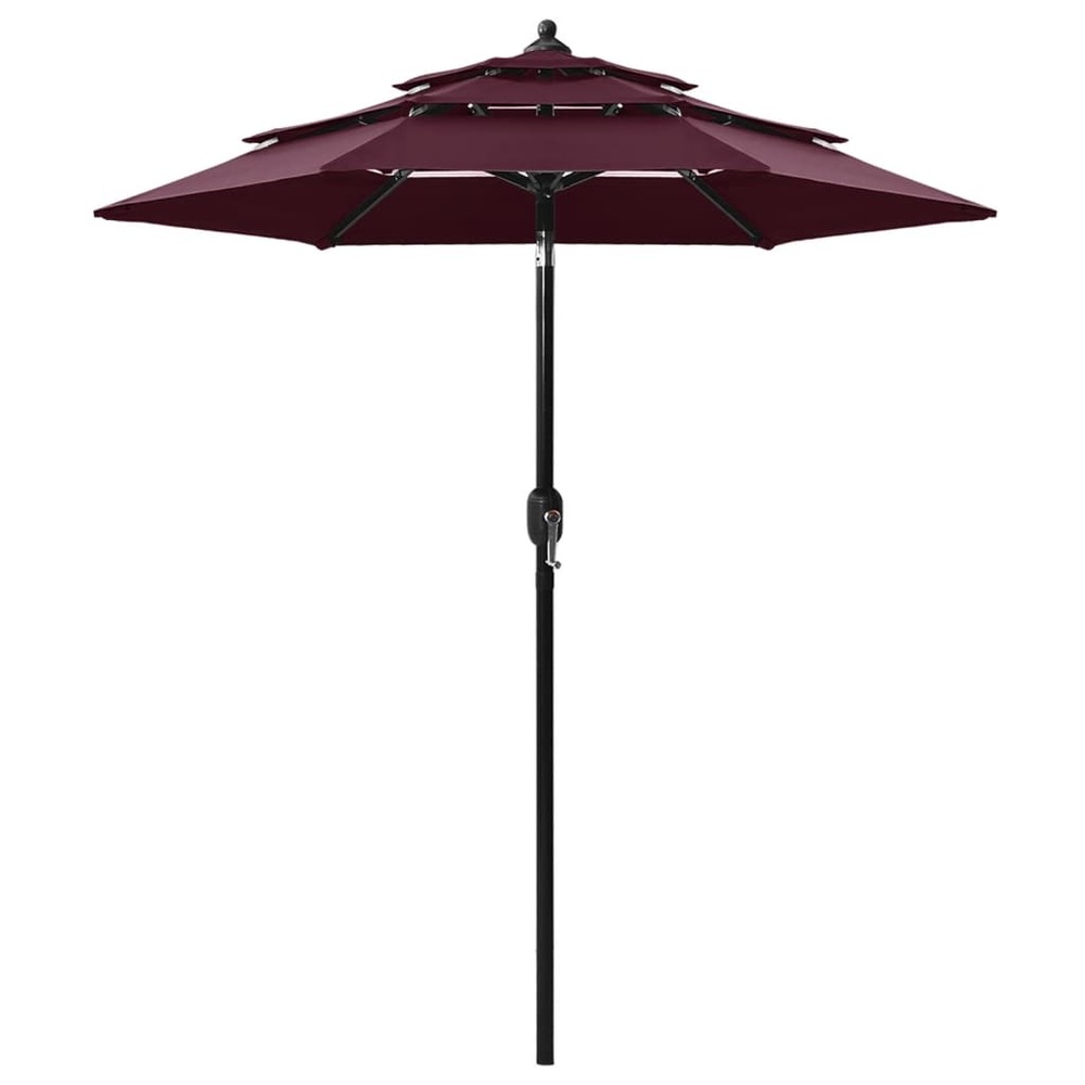 Parasol à 3 niveaux avec mât en aluminium 2 m bordeaux