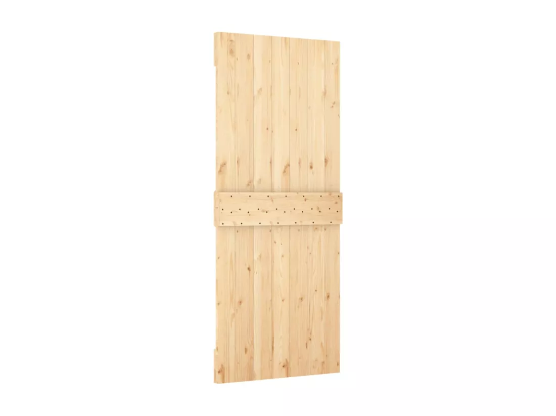 Porte coulissante et kit de quincaillerie 90x210 cm pin massif