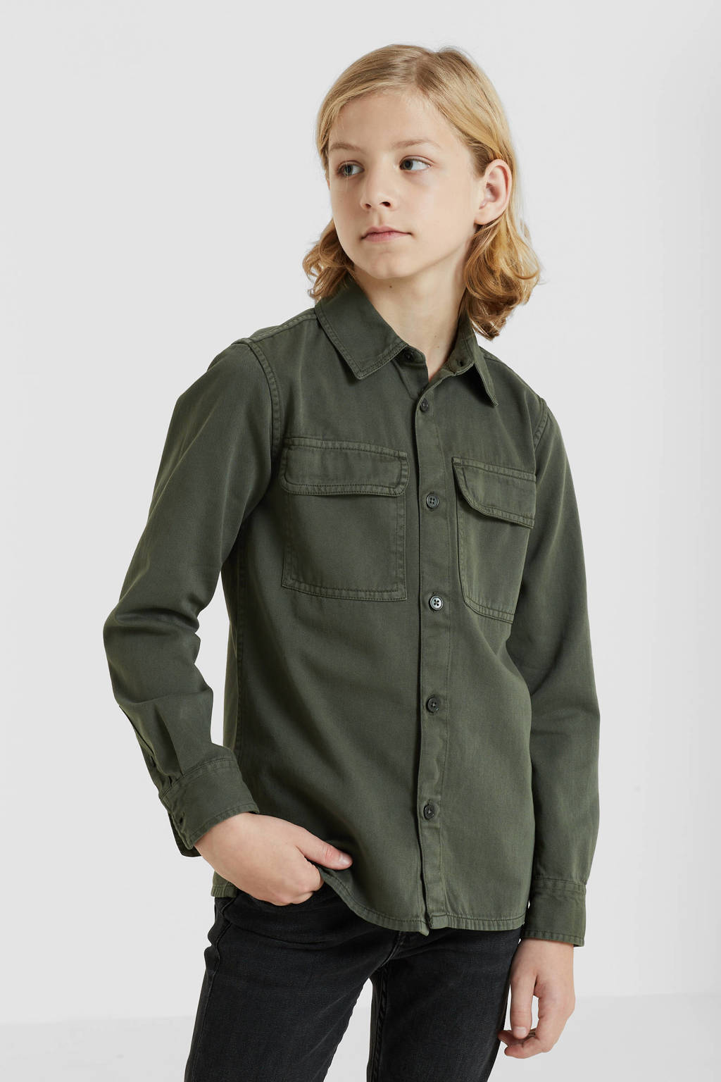 anytime twill overhemd khaki
