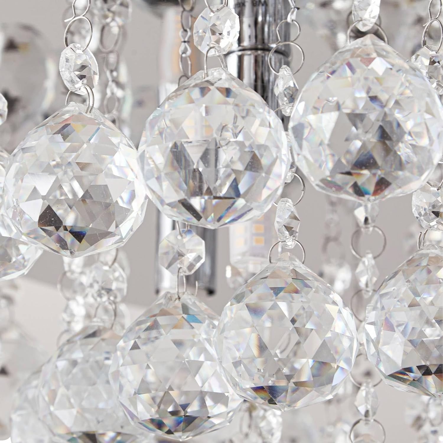 Lindby Kristall Deckenlampe chrom, Kronleuchter Deckenleuchte 8x G9 ohne Leuchtmittel Wohnzimmerlampe Schlafzimmerlampe Esszimmerlampe Büro