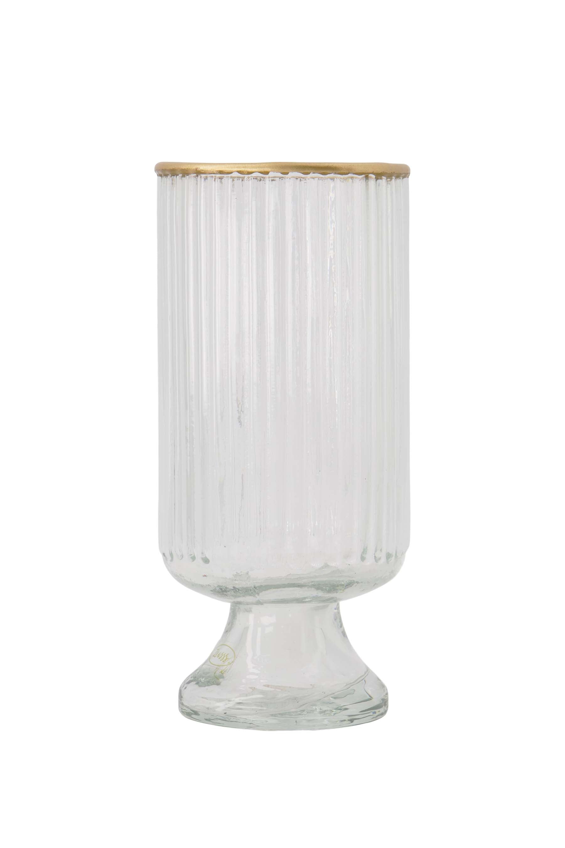 tafelvaas S op voet glas ribbel