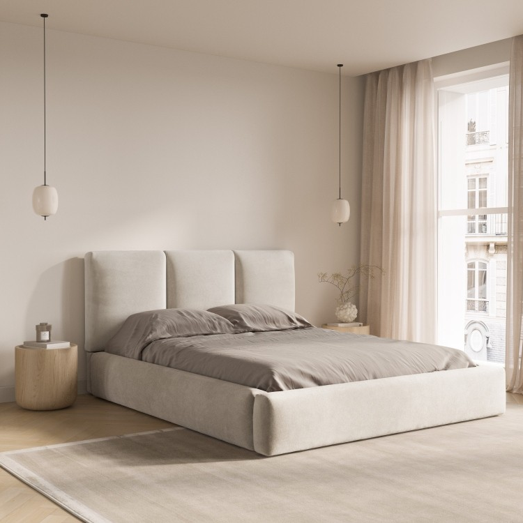 Windsor & Co Horizon Bedframe met Opbergvak - 160 x 200 cm - Fluweel - CrÃ¨me