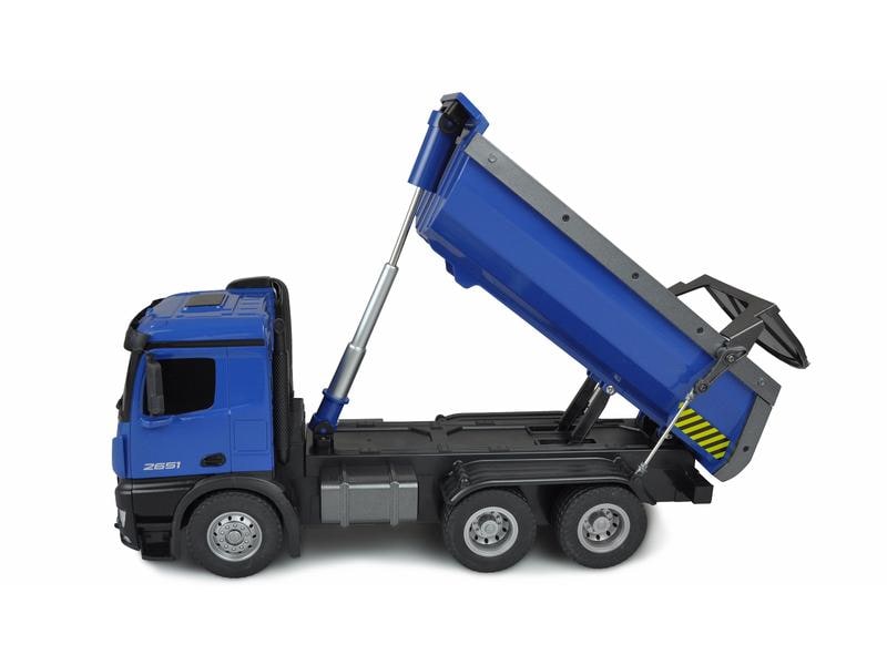 Amewi Lastwagen Mercedes-Benz Arocs 6x4, Blau 1:18, RTR Detailliertes Lastwagen Modell mit Kipper und LED Beleuchtung
