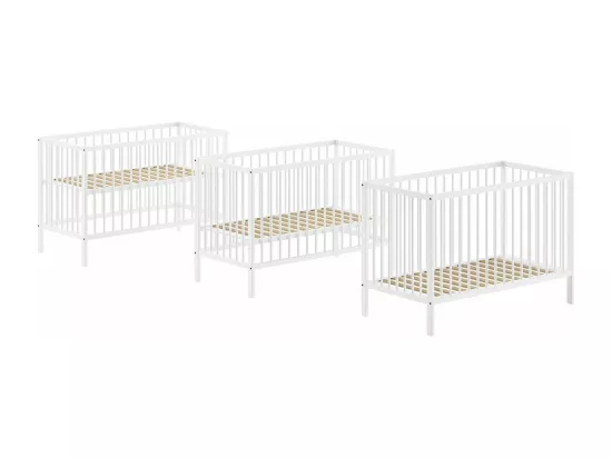 ELIOTT - Lit Bébé 60x120 en Hêtre Massif Laqué Blanc