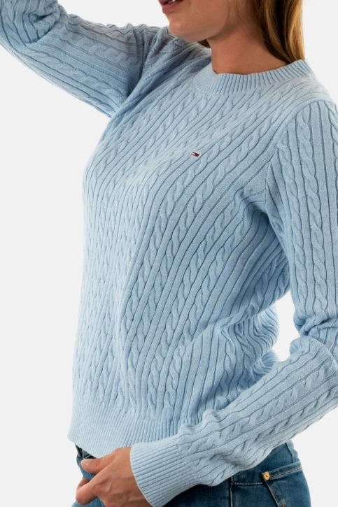 Pull hiver tommy jeans cable essential dsc vessel blue melange