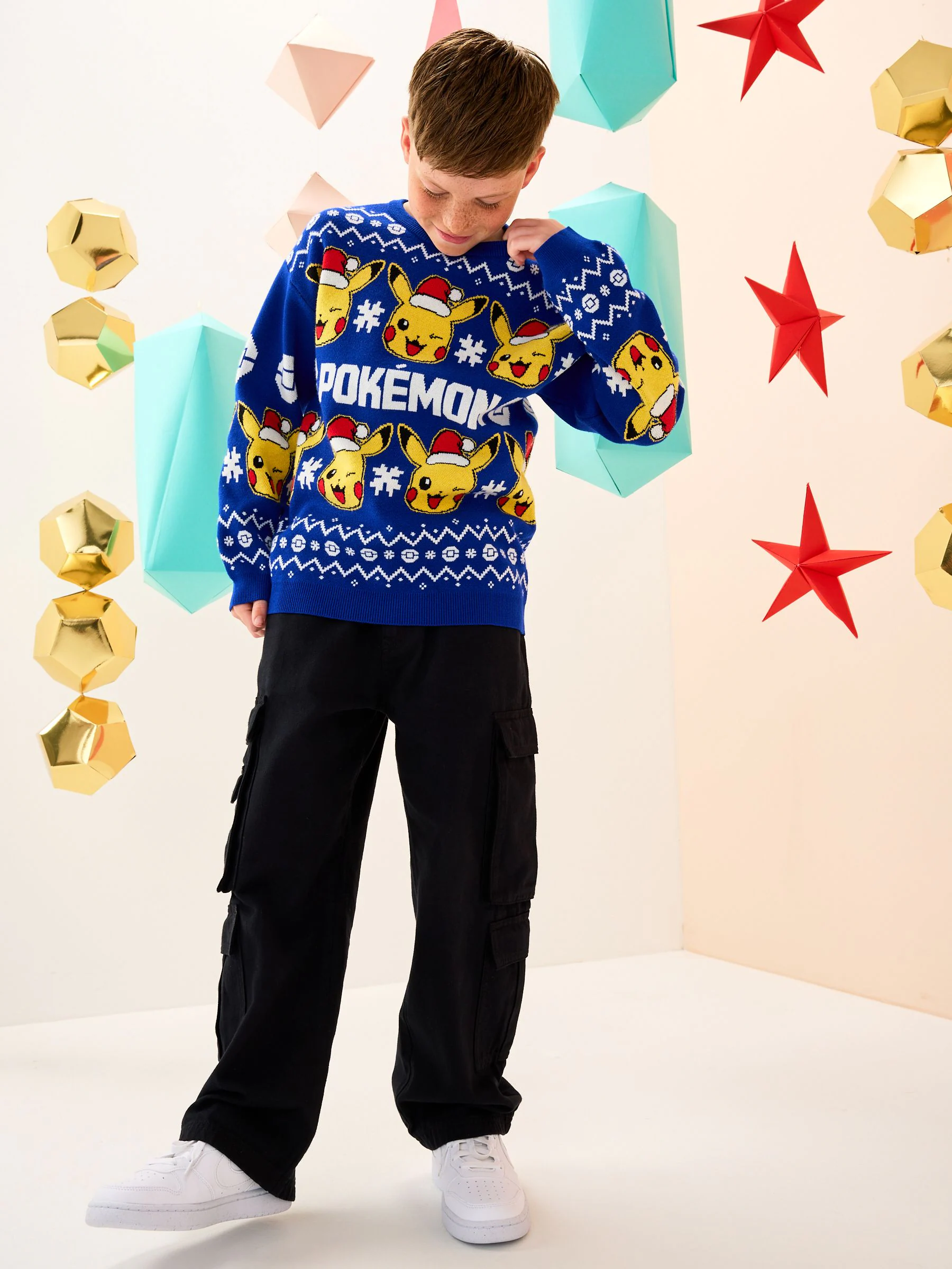 Felblauwe Pokémon - Kersttrui (3 - 16 jr)