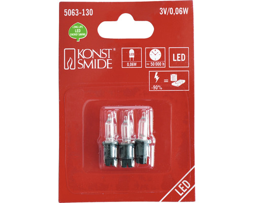 Konstsmide vervangingslamp, 3-pack blisterverpakking, LED, 3V, groene fitting