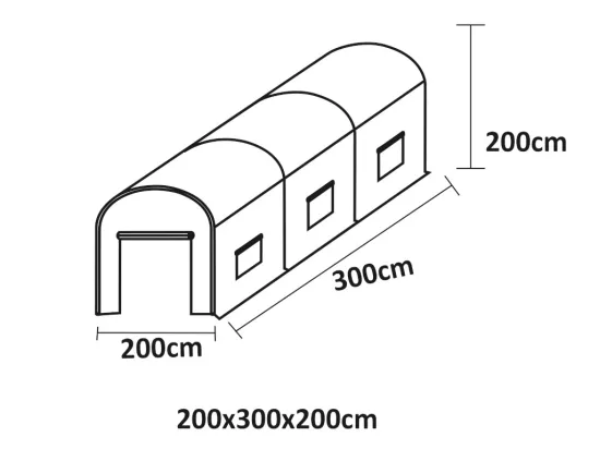 Serre tunnel avec structure en acier 6 m² - L300 x l200 x H200 cm - Vert - IPOMEA