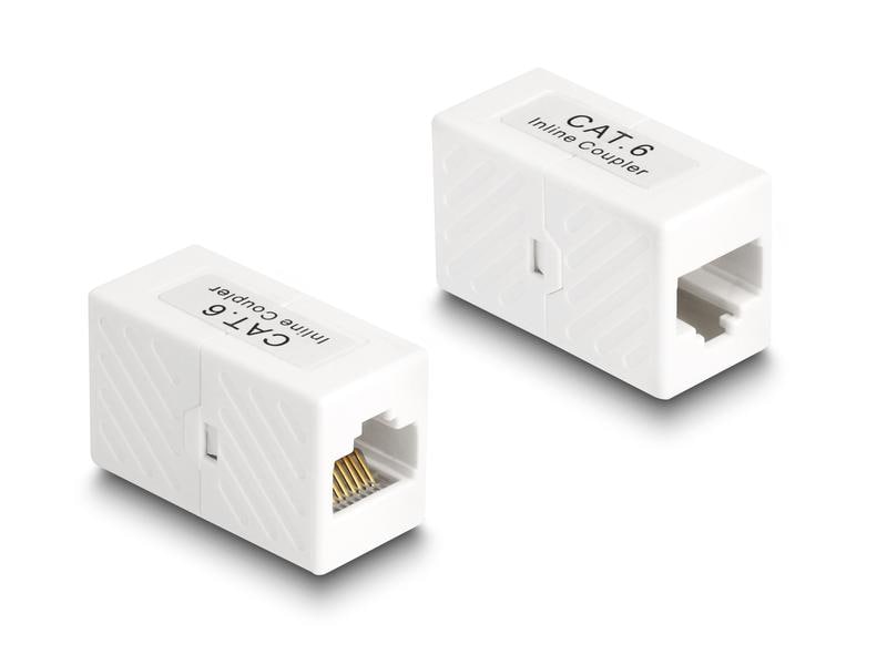 Delock Kupplung RJ45 - RJ45, Cat.6, UTP 1 Stück Delock Adapter RJ45 Buchse zu RJ45 Buchse Cat.6 UTP weiss