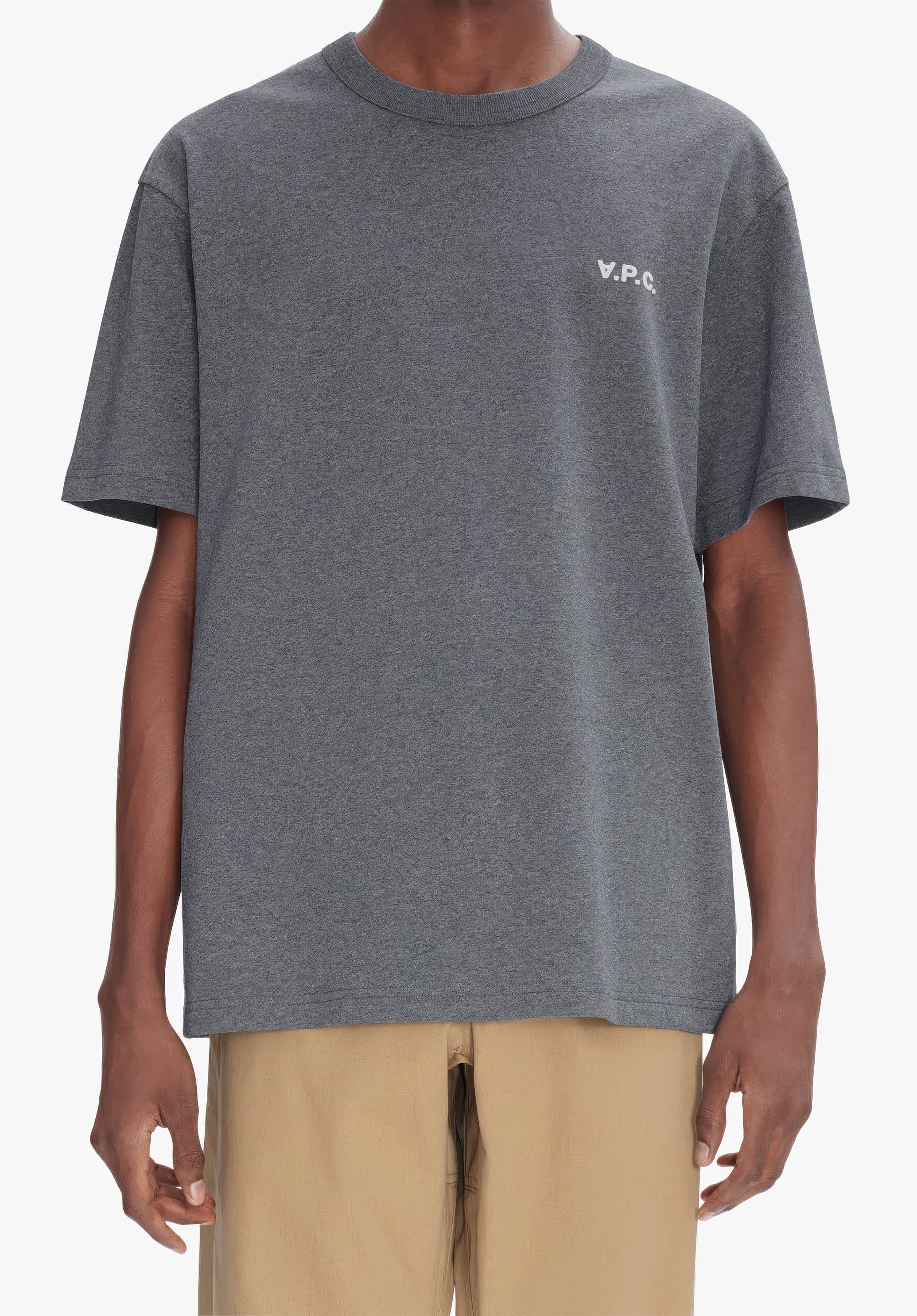 t-shirt boxy petit vpc - Anthracite chine / blanc