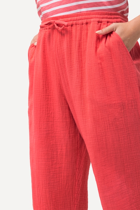 Musselin-Schlupfhose Rose, weites Bein, Elastikbund