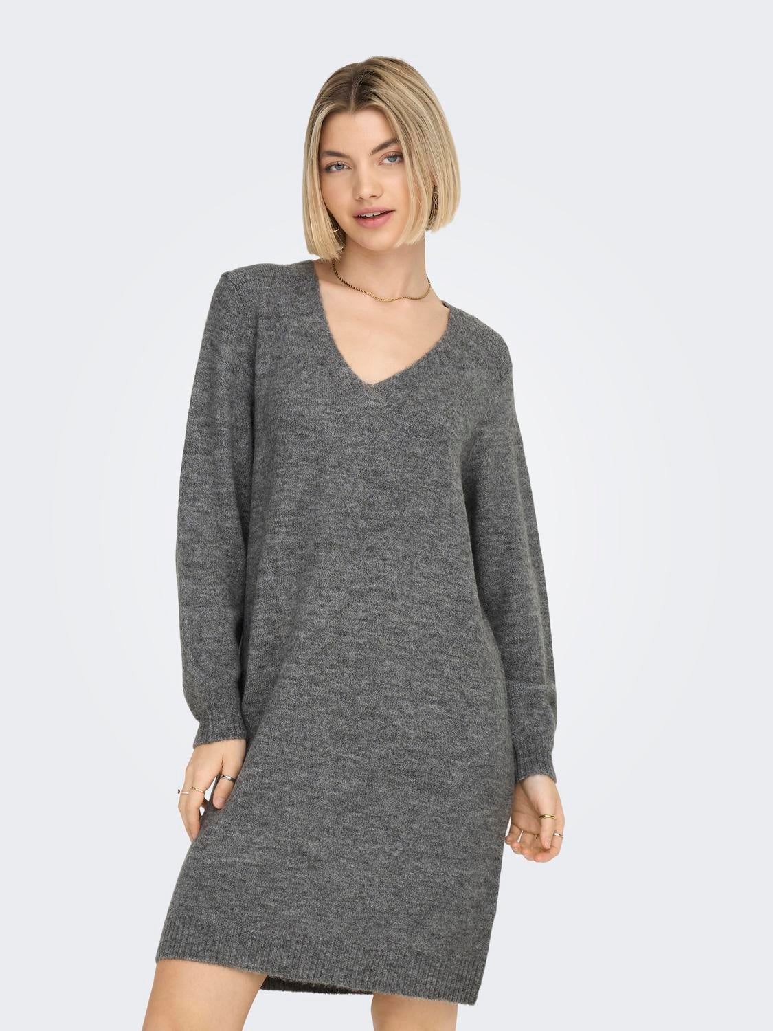 JDYELANORA Langes Kleid Dark Grey Melange