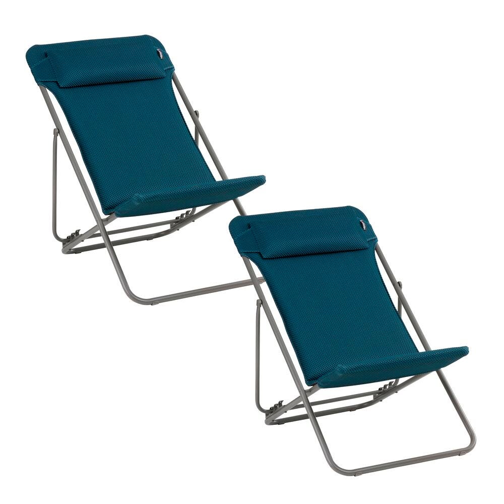 Set aus 2 klappbaren Liegestühlen Maxi Transat + BeComfort® Bleu Encre