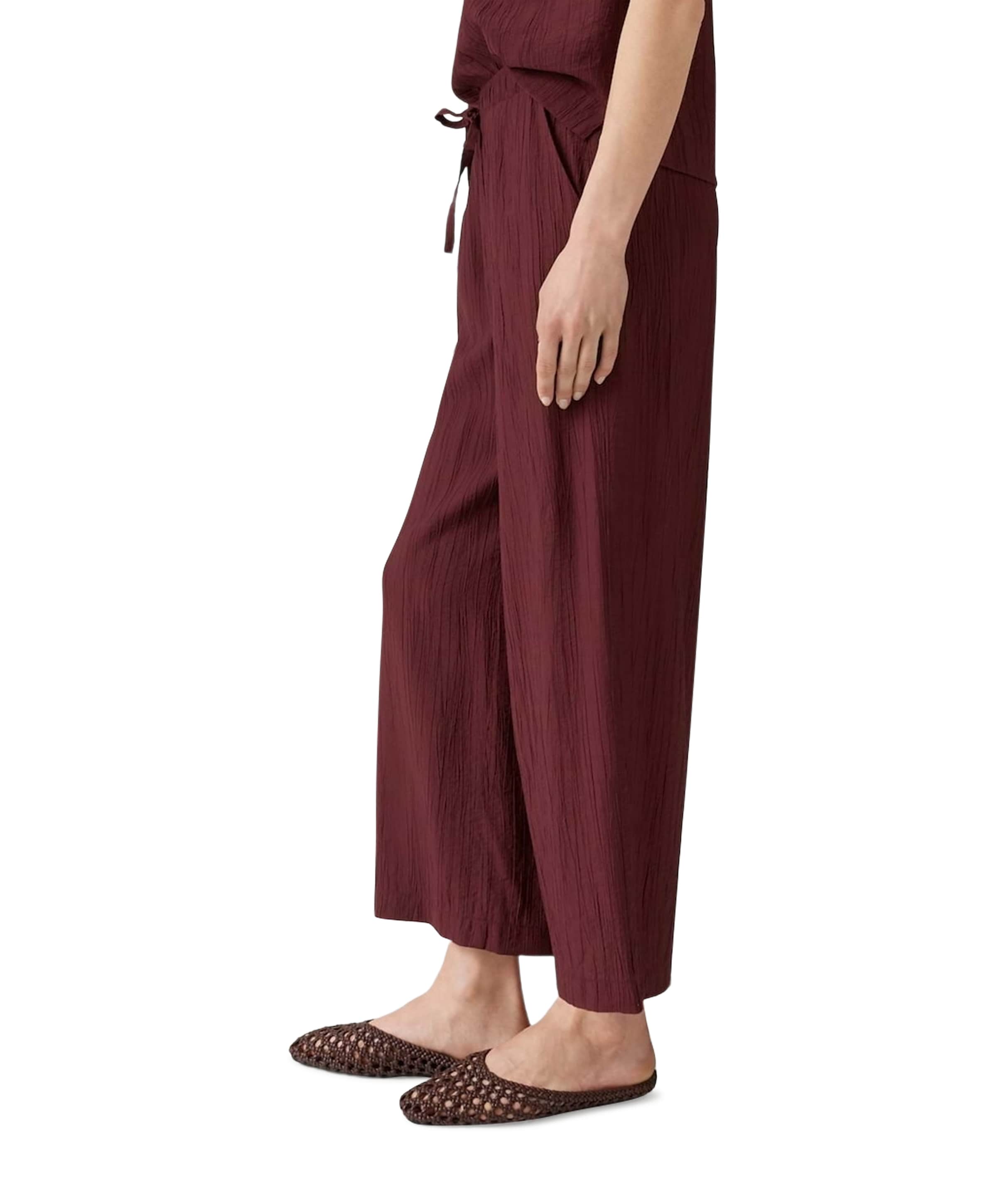 OPUS Marou crinkled dames broek bordeaux