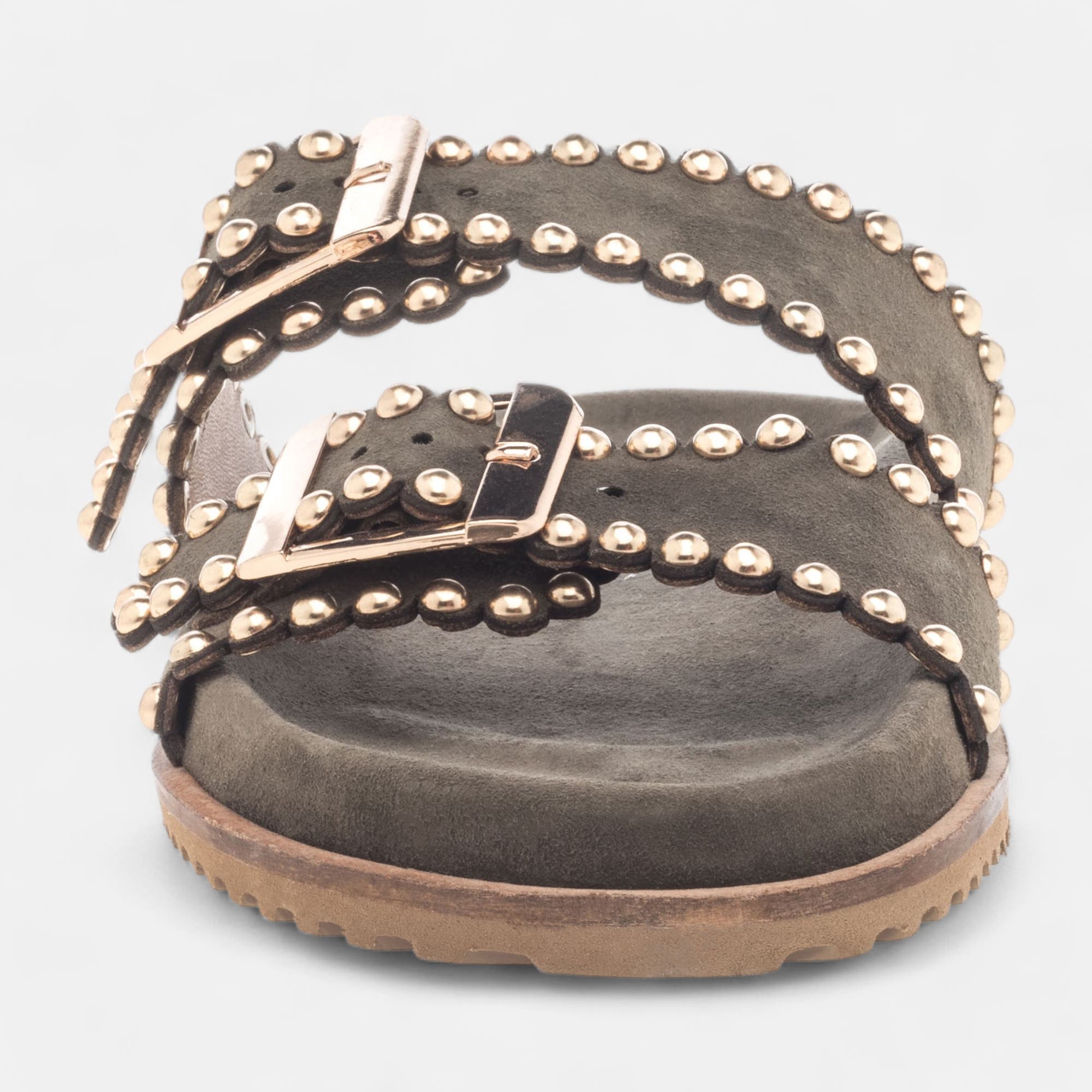 Mules Femme en cuir kaki