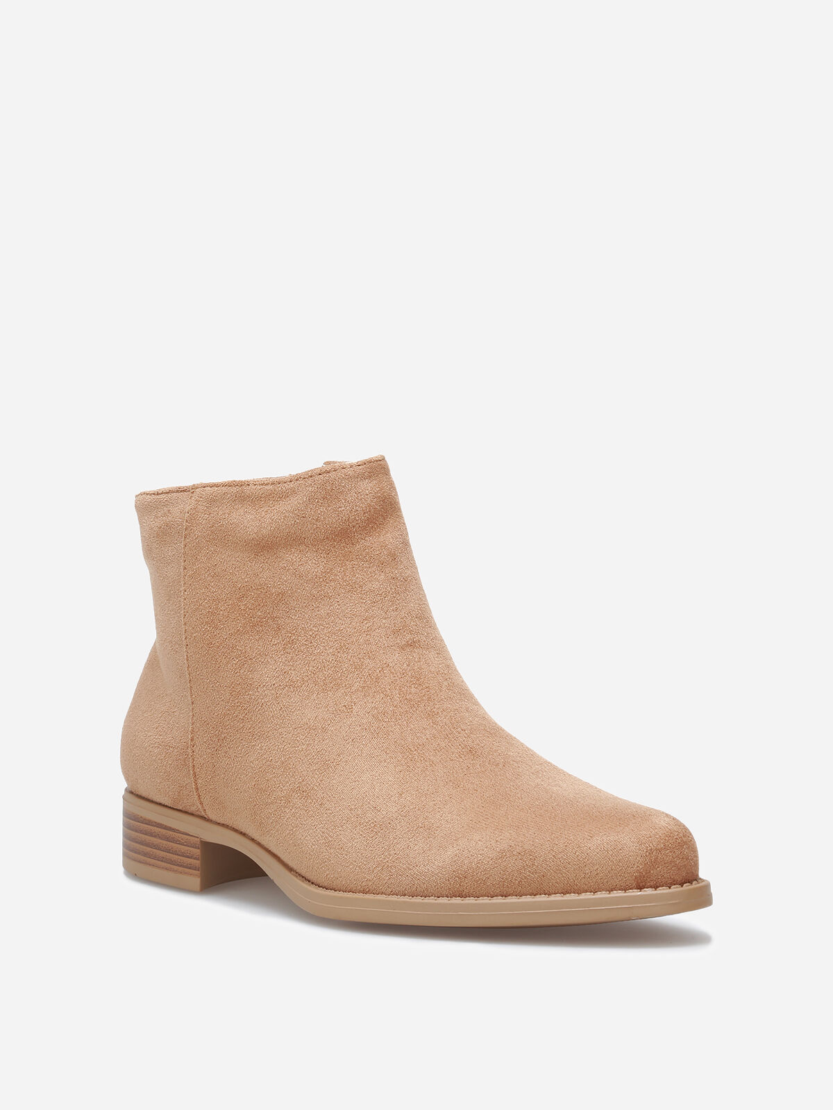 Bottines plates en suédine- Camel