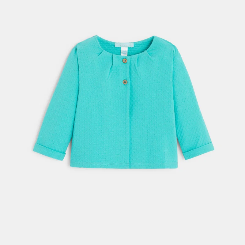 Gilet coton fantaisie bleu bébé fille Vert