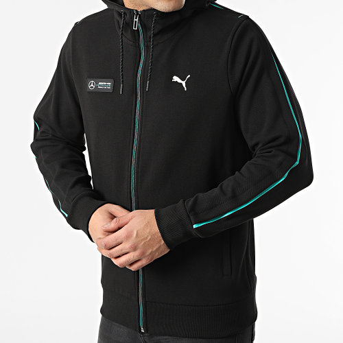 Sweat Zippé Capuche Mercedes A Bandes AMG Petronas 533607 Noir