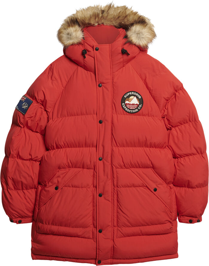 Superdry EVEREST LONGLINE BAFFLED PARKA Heritage red