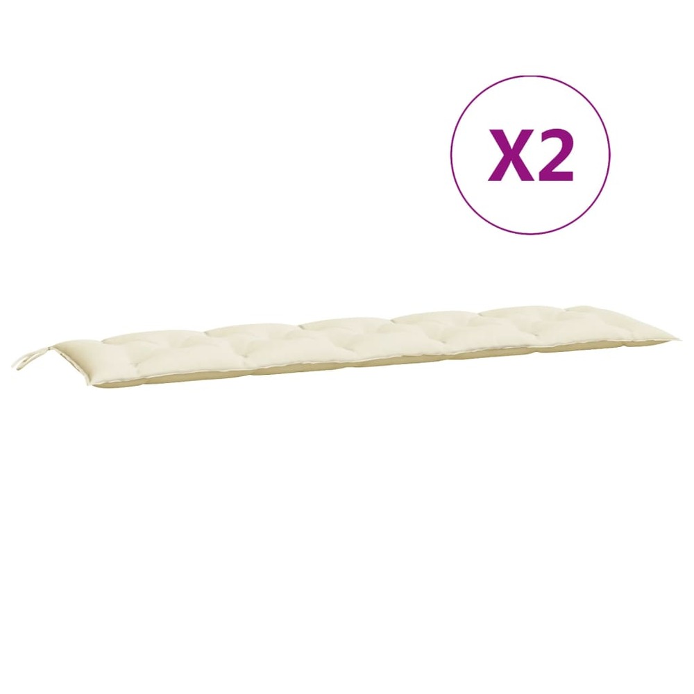 Coussins de banc de jardin 2 pcs blanc crème tissu oxford