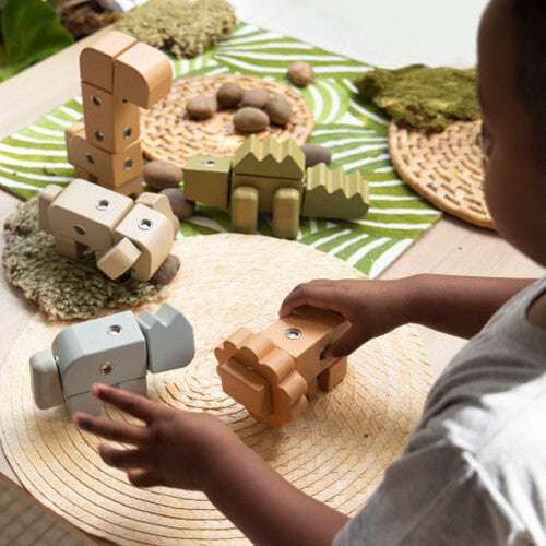 Guidecraft blokken met drukknopen - dieren - 33st