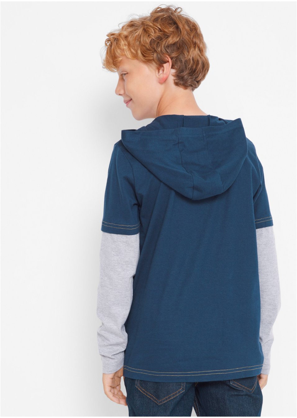 T-shirt garçon double épaisseur à capuche